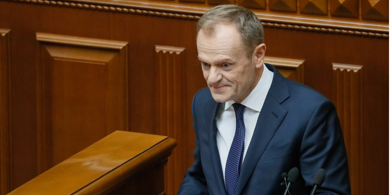 Туск під час виступу у Верховній Раді 19 лютого (Фото: EPA)