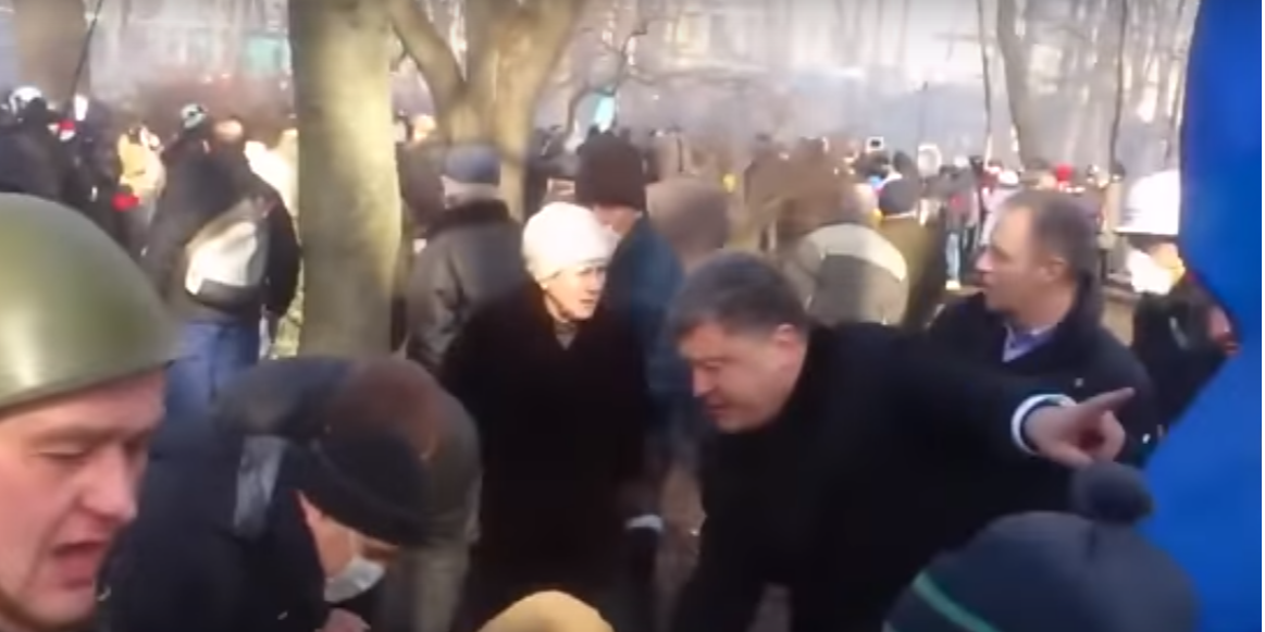 Петр Порошенко в Мариинском парке, февраль 2014 года (Фото: Скриншот видео Алекс N/Youtube)