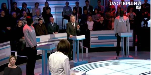 На дебаты пришел только Гриценко (Фото: Зворотний відлік/ UA: Первый)