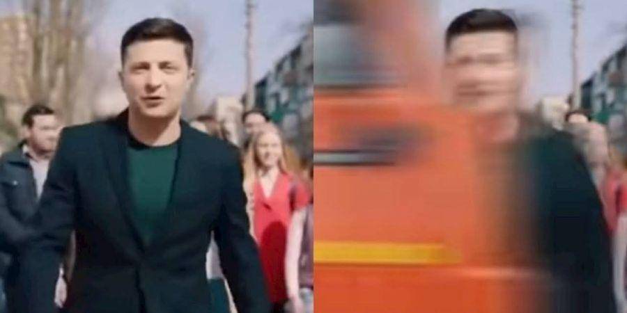 В ролике Зеленского сбивает грузовик. (Фото: кадры видео t.me/euua19/64)