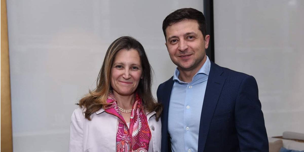Христя Фриланд и Владимир Зеленский (Фото: ZelenskyyUa / Twitter)