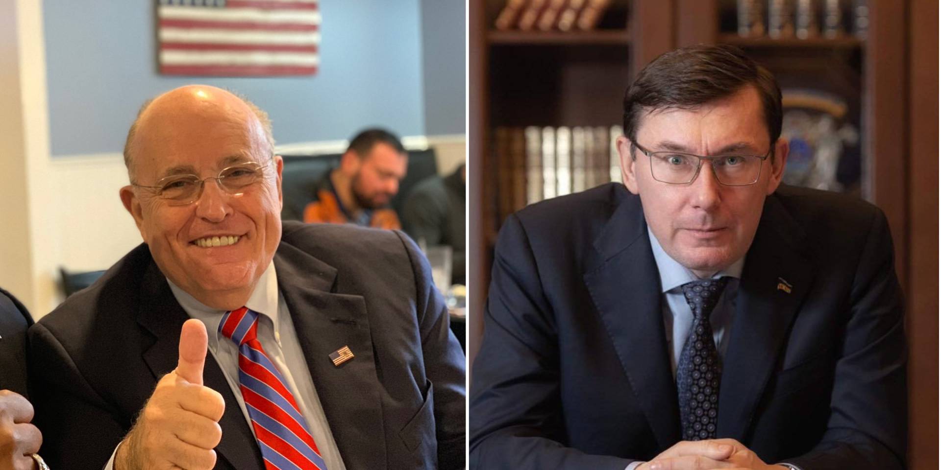 Адвокат Трампа Рудольф Джулиани и глава ГПУ Юрий Луценко (Фото: Rudy Giuliani via Twiiter / Юрий Луценко via Facebook)