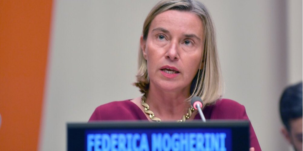 Могерини еще раз обозначила позицию ЕС: «Крым — это Украина, Донбасс — это Украина». (Фото: @MajaEUspox / Twitter)