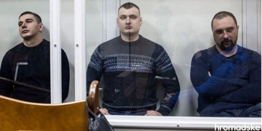Колишні співробітники Беркута Олег Янішевський, Сергій Зінченко та Павло Аброськін (Фото: Громадське)