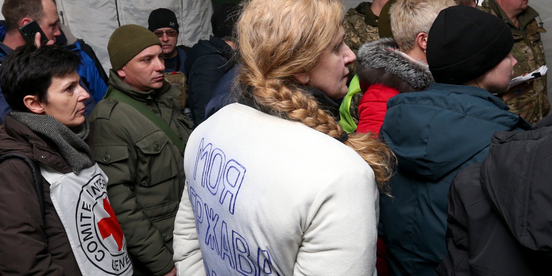 Елена Сорокина во время обмена 29 декабря (Фото: Пресс-служба Офиса президента Украины)