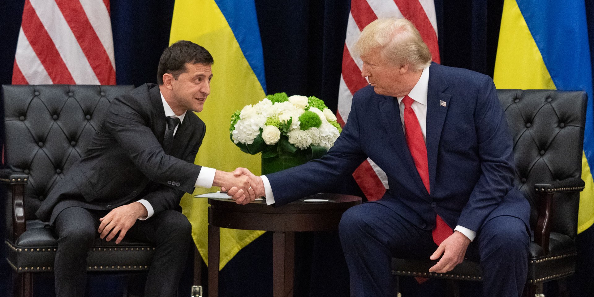 Владимир Зеленский и Дональд Трамп во время своей первой встречи в сентябре 2019 года (Фото: Пресс-служба Офиса президента Украины)