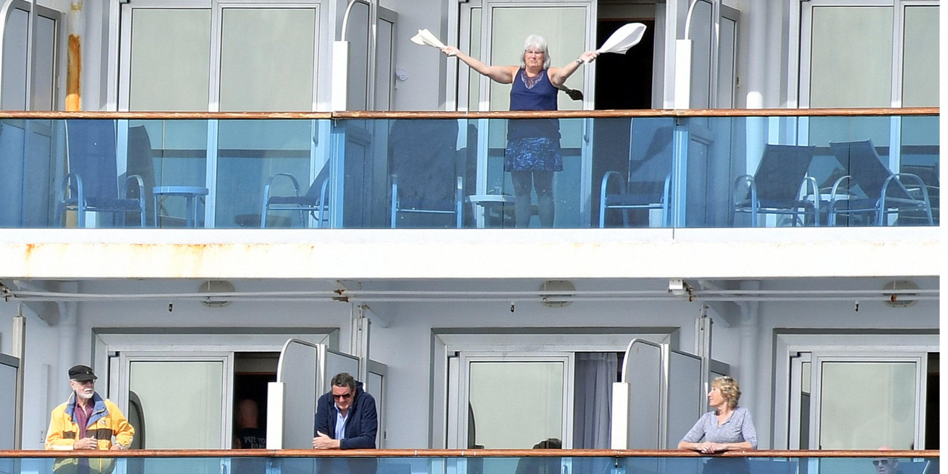 Снимок сделан после того, как лайнер Grand Princess пришвартовался в порту калифорнийского города Окленд (Фото: Джош Эдельсон / AFP)