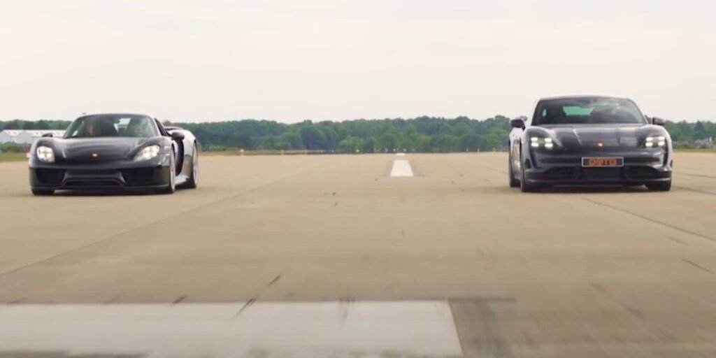Porsche Taycan — заезд по прямой (Фото: YouTube/888MF)