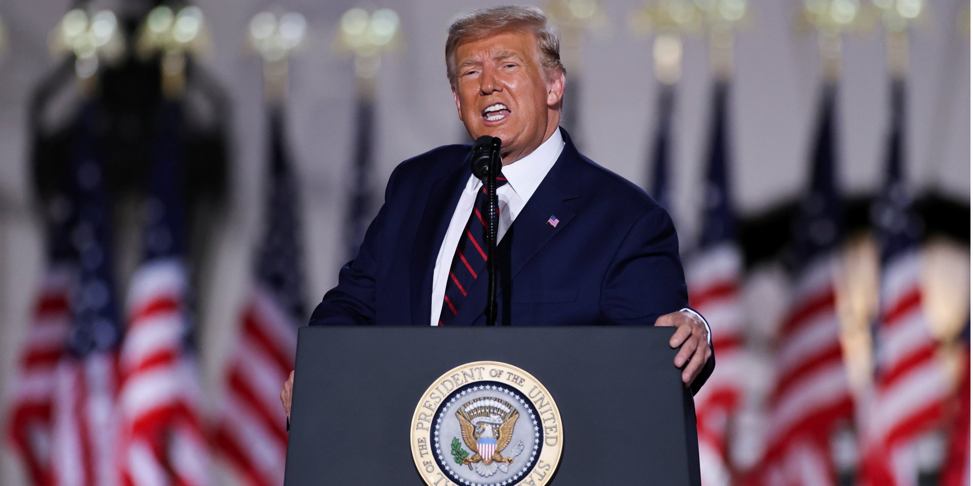 Трамп выступает в заключительный день съезда Республиканской партии (Фото: REUTERS/Carlos Barria)