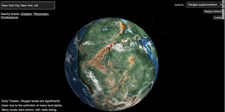 Карта Землі мільйони років тому (Фото: dinosaurpictures.org)