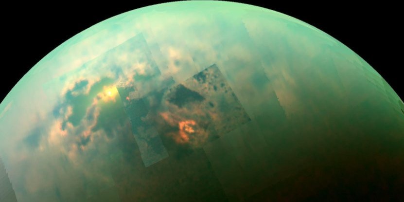 Вид на озера Титана в ближньому інфрачервоному діапазоні (Фото: NASA / JPL-Caltech / University of Arizona / University of Idaho)