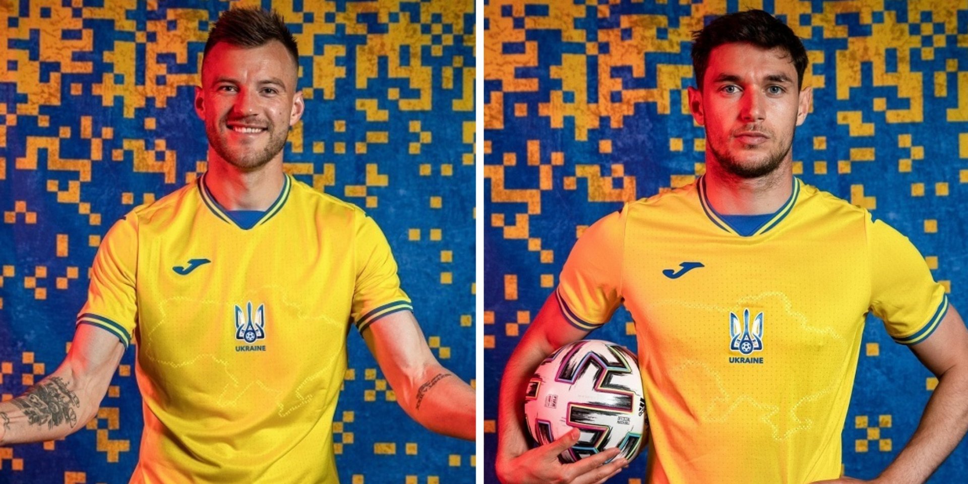 Центральный элемент новых футболок — карта Украины с гербом на груди футболистов (Фото: УАФ)