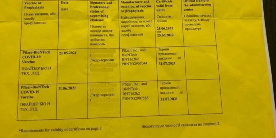 В Украине хотят ужесточить наказание за подделку сертификатов о вакцинации (Фото: МВД)