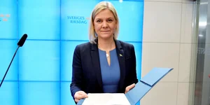 Магдалена Андерссон на пресс-конференции после назначения премьер-министром (Фото: Erik Simander /TT News Agency / via REUTERS)