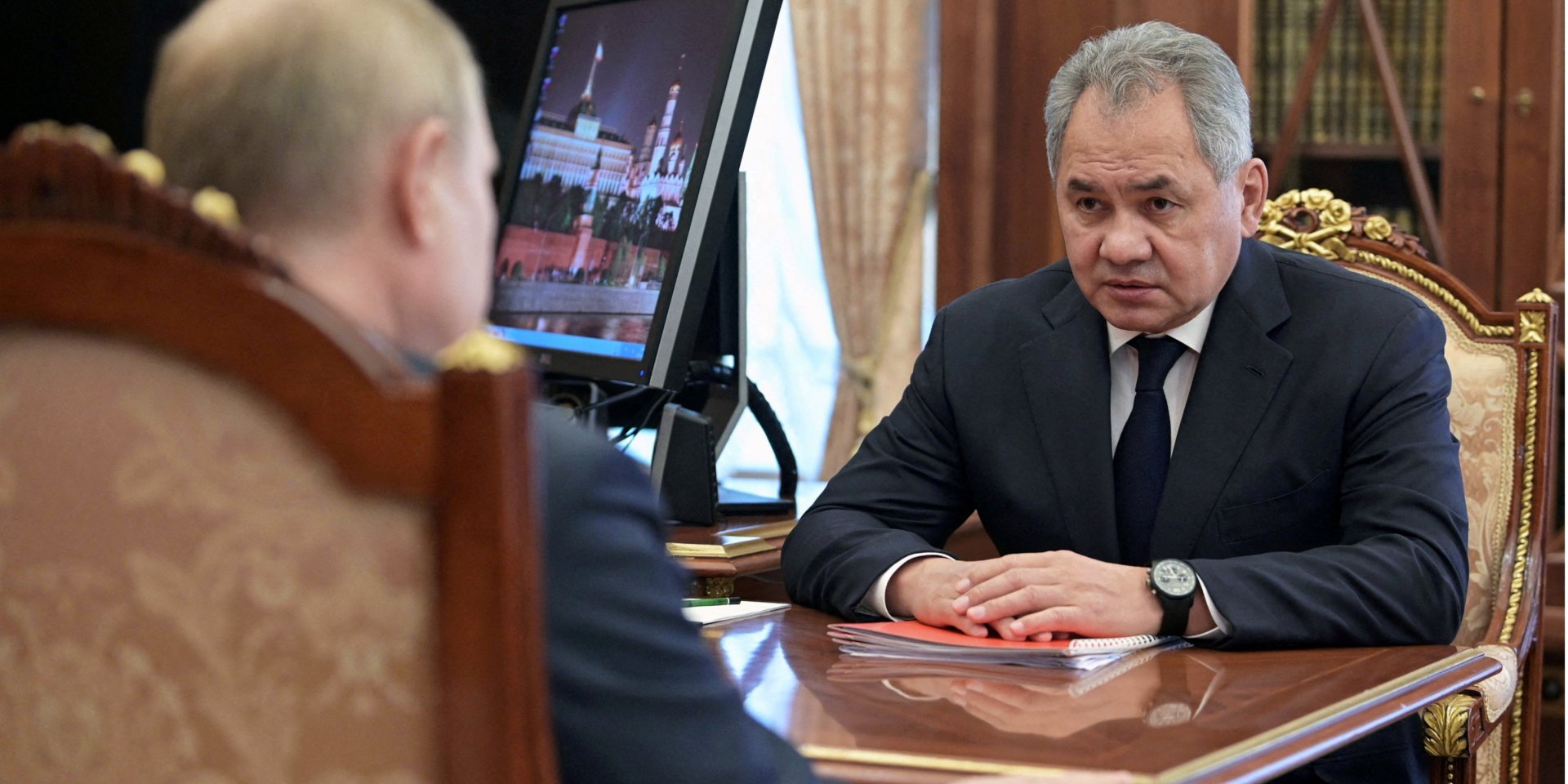 Defense Minister Sergei Shoigu speaks with Vladimir Putin (Photo: Sputnik/Alexey Nikolsky/Kremlin)