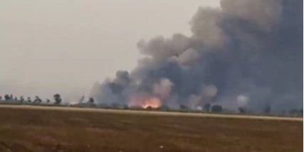 A detonation began at the place of impact in the BC compound of the occupiers (Photo: Screenshot from video by Повітряні сили ЗСУ/Telegram)