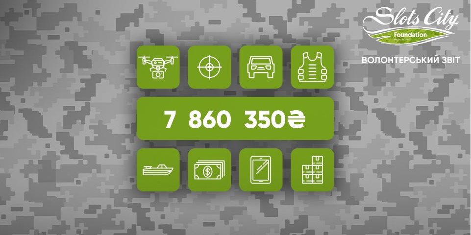 За червень сума допомоги армії від волонтерів Фонду склала 7 860 350 грн (Фото: Slots City)