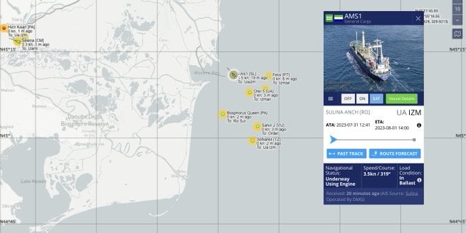 The Ams1 vessel is heading to Ukraine (Photo: screenshot via mil.in.ua)