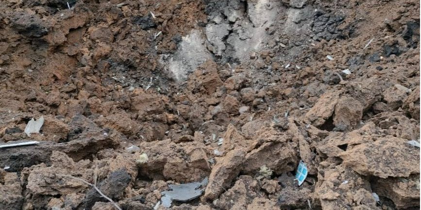 A funnel after the fall of a drone in the Tula Oblast in March of this year (Photo: Baza/Telegram)