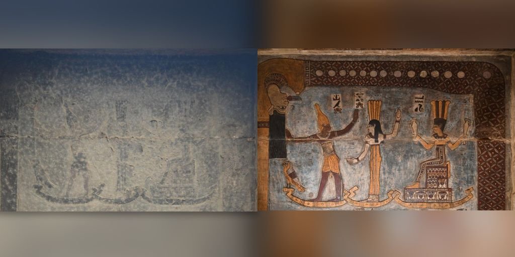Фреска, на которой изображено празднование Нового года богами (Фото: Ахмед Амин/Министерство туризма и древностей Египта)