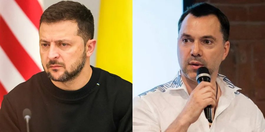 Volodymyr Zelenskyy and Oleksiy Arestovych (Photo: NV Collage/Olivier Matthys/Pool via REUTERS/t.me/O_Arestovich_official))