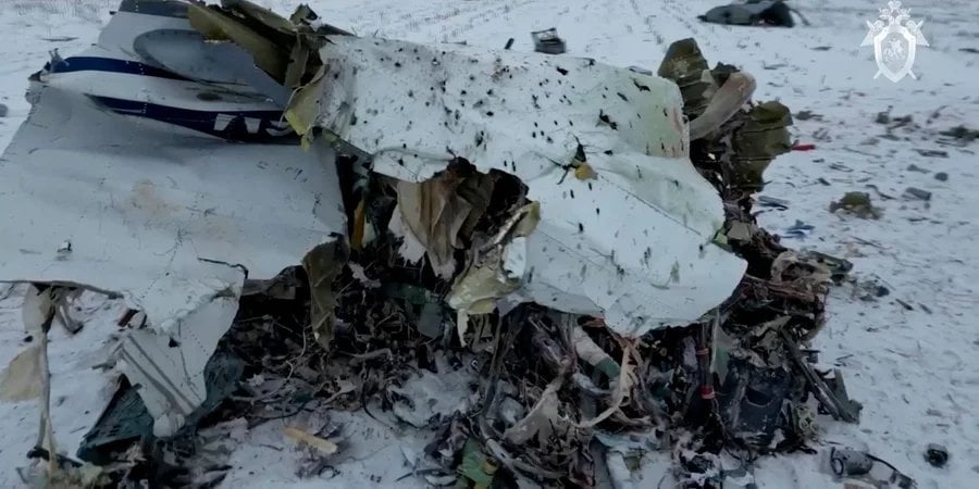 Photos allegedly from the crash site of the IL-76 in the Belgorod region, published by Russia (Photo: Russian Investigative Committee/Handout via REUTERS)