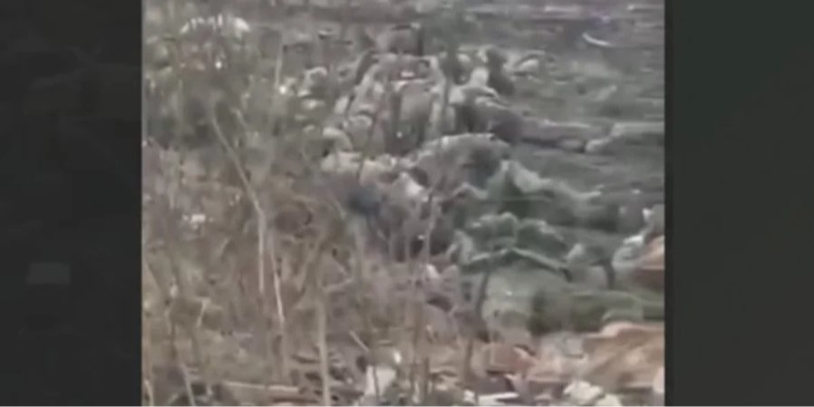 Footage, allegedly from a training ground with liquidated Russian soldiers, is published online (Photo: Video screenshot Денис Казанський/Telegram)