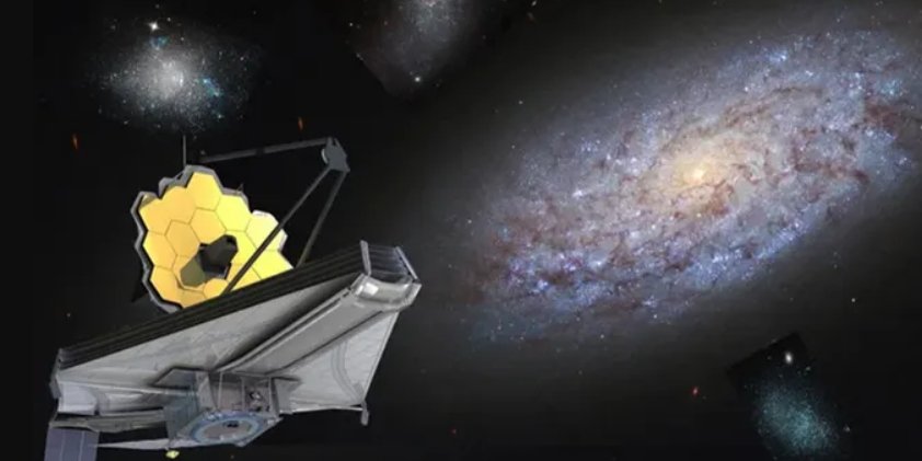 Иллюстративное изображение процесса изучения галактики телескопом имени Джеймса Уэбба (Фото: НАСА/ЕКА/Роберт Ли)
