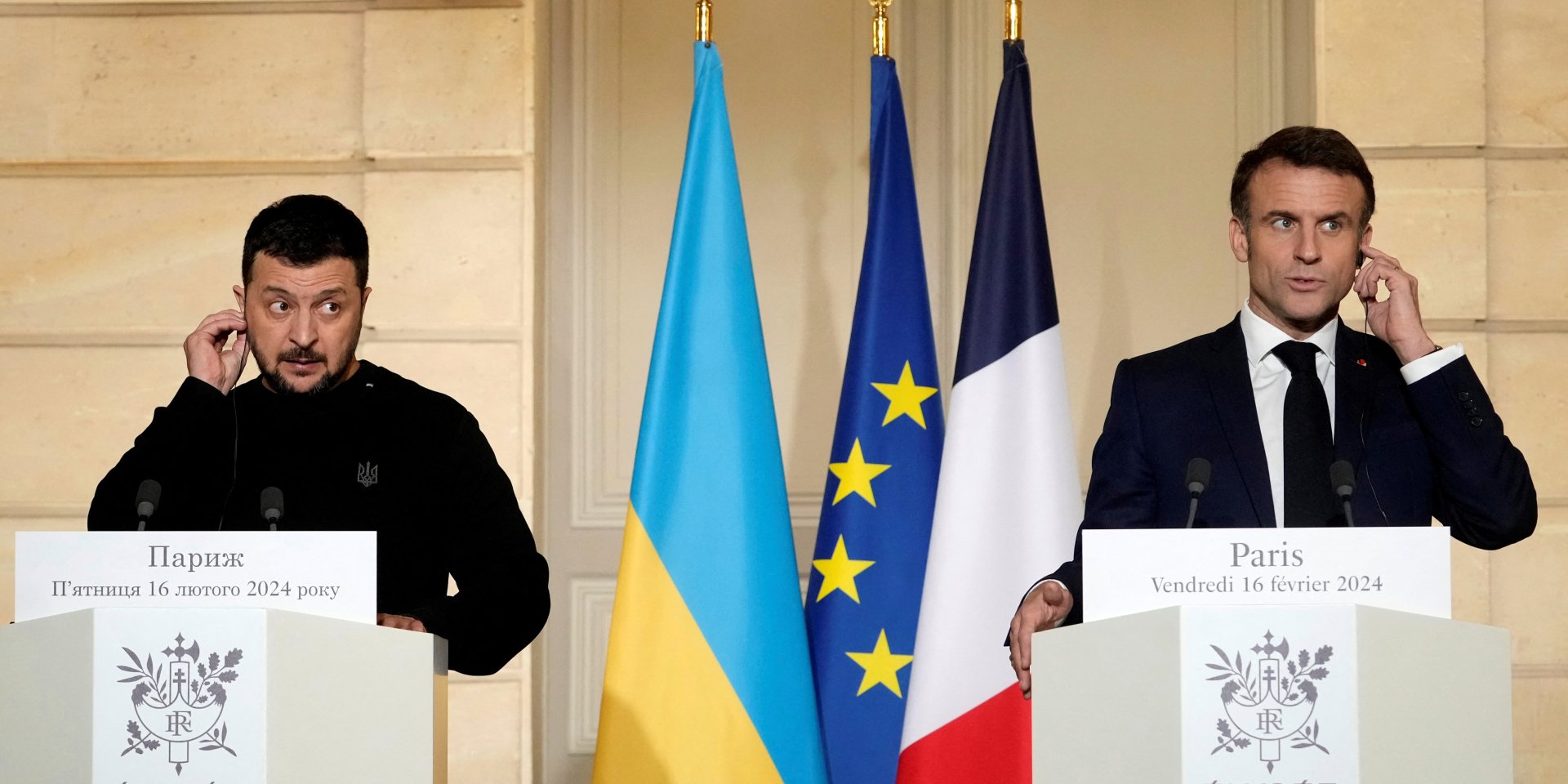 Volodymyr Zelenskyy and Emmanuel Macron (Photo: Thibault Camus/Pool via REUTERS)