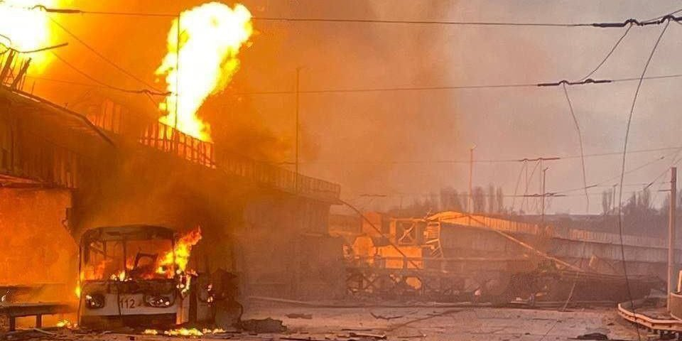 Russian strike on the Dnipro Hydropower Plant (Photo: Denys Shmyhal/Telegram)