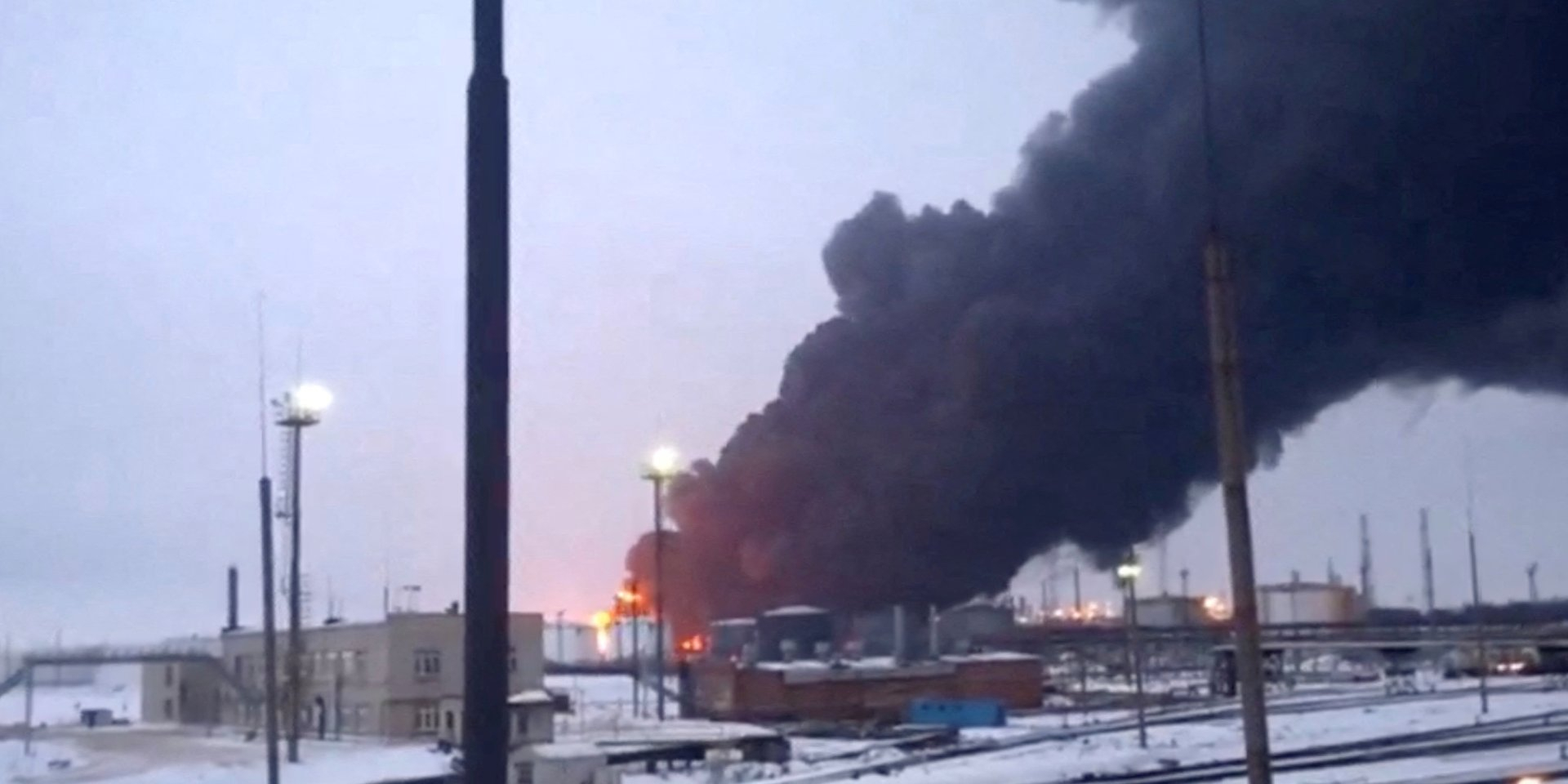 Fire in Russia after one of the attacks (Photo: Video Obtained By Reuters/via REUTERS)