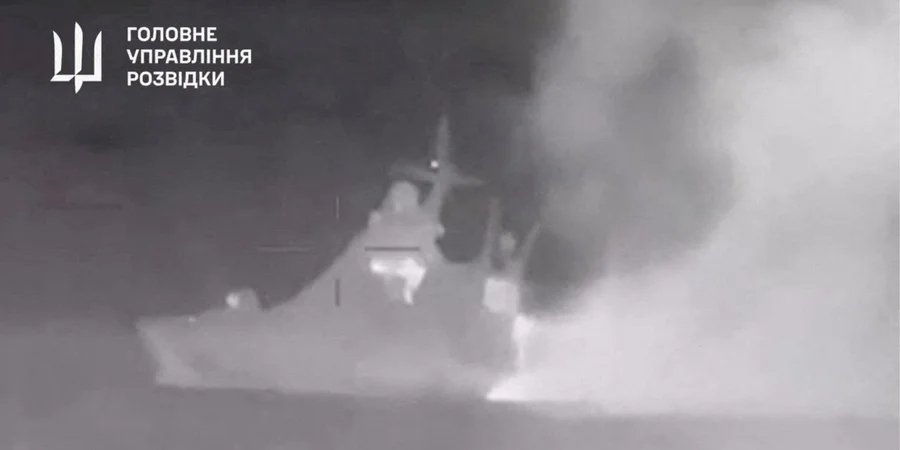 A Russian ship damaged by naval drones off the coast of Crimea (Photo: Ministry of Defence of Ukraine/Handout via REUTERS)