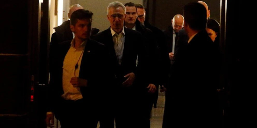 Baerbock and Stoltenberg leaving a after their meeting in Berlin (Photo: Bild/Telegram)