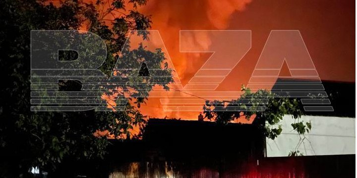 Fire at an oil depot in the village of Yurovka, Krasnodar Krai of Russia, May 9 (Photo: Baza/Telegram)