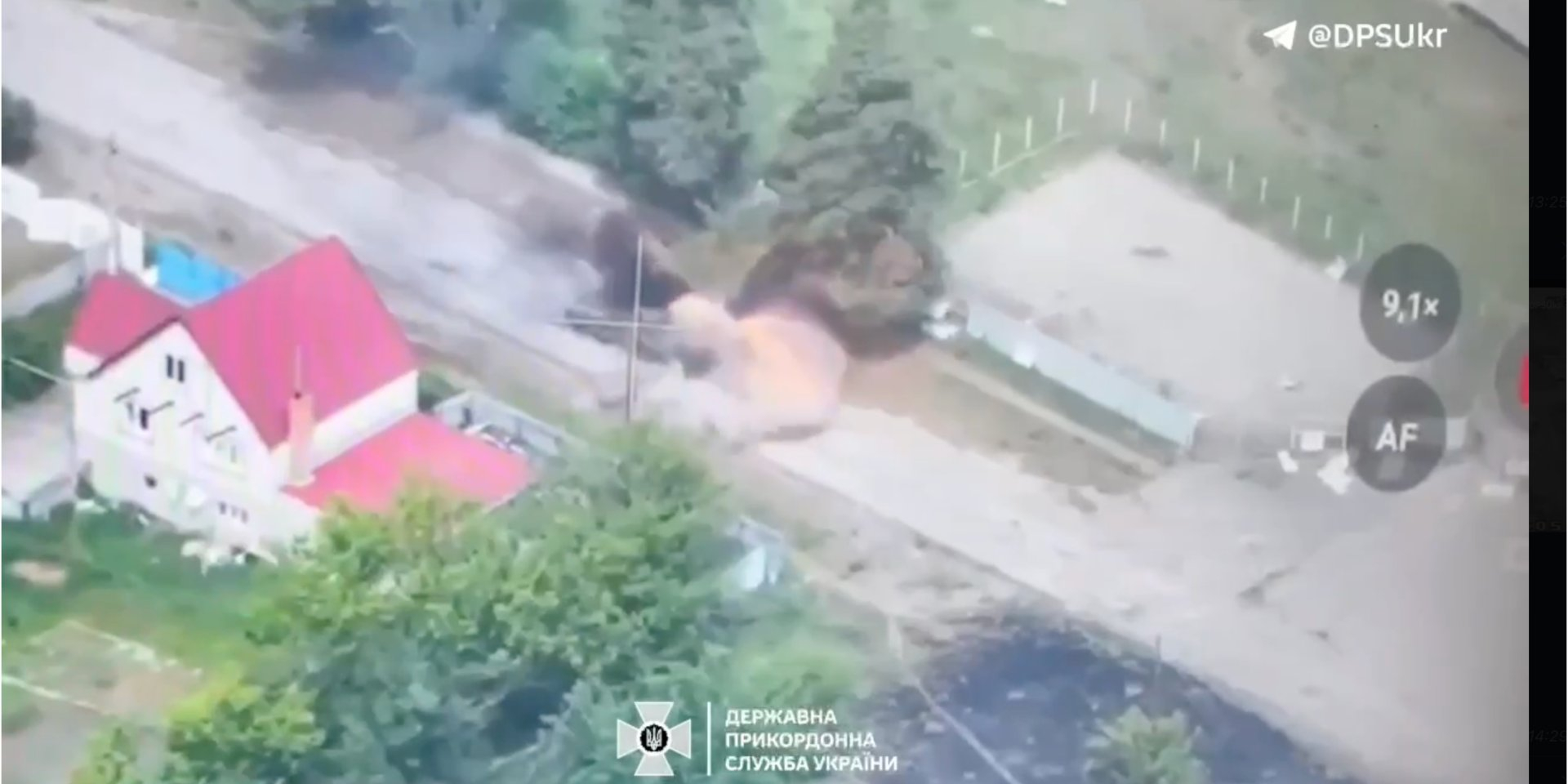 Destruction of a Russian tank in Vovchansk (Photo: Still from the video of the Ministry of Internal Affairs/Telegram)