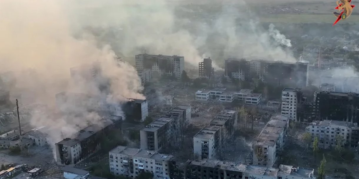Destruction in Vovchansk, Kharkiv Oblast, a still from a video released on June 2, 2024 (Photo: United Assault Brigade of&nbsp;the National Police of&nbsp;Ukraine Lyut/Handout via REUTERS)