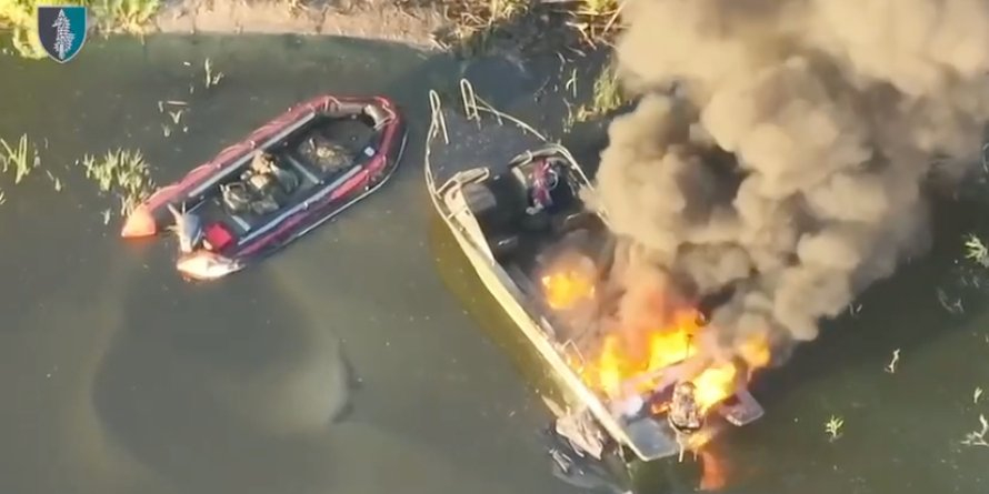 Russians lose 15 boats in Kherson sector (Photo: Screenshot of the video/SOF/Telegram)