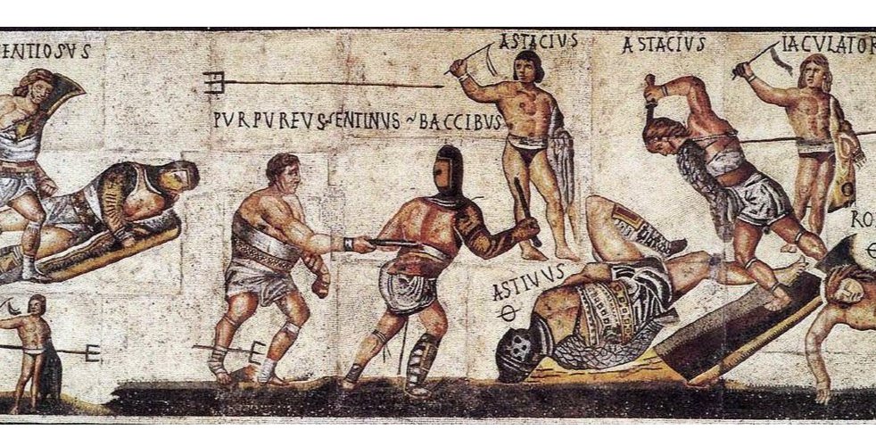 Мозаика с изображением гладиаторов в галерее Боргезе (Фото: Colosseo, Foro Romano e Palatino)