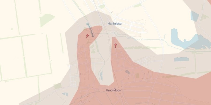 Просування росіян у Донецькій області станом на 18 серпня (Фото:Фрагмент мапи DeepState)