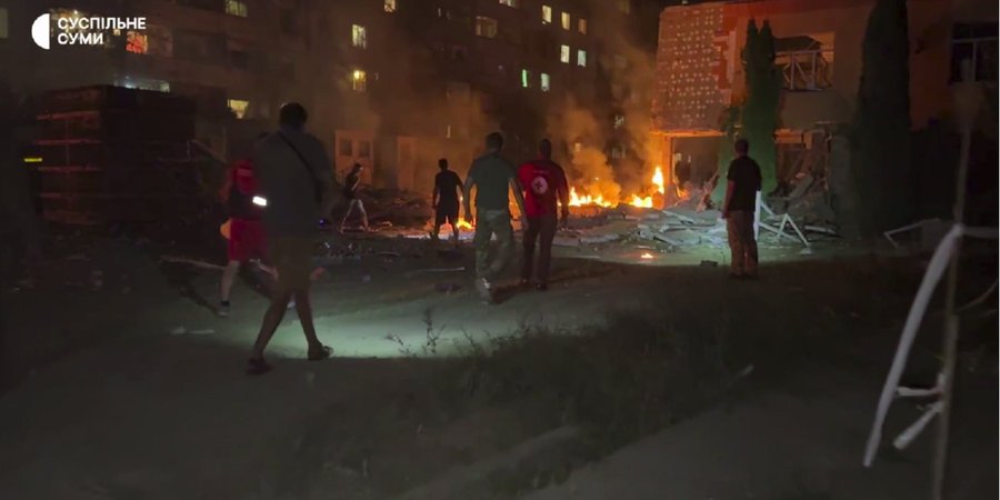 Появилось видео последствий ракетного удара по&nbsp;детскому дому в&nbsp;Сумах