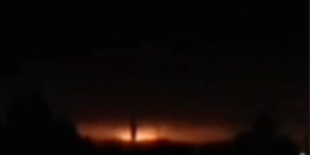 Ammunition detonates in Bryansk Oblast after drone attack overnight on Oct. 9. (Photo: Video screenshot / Telegram)