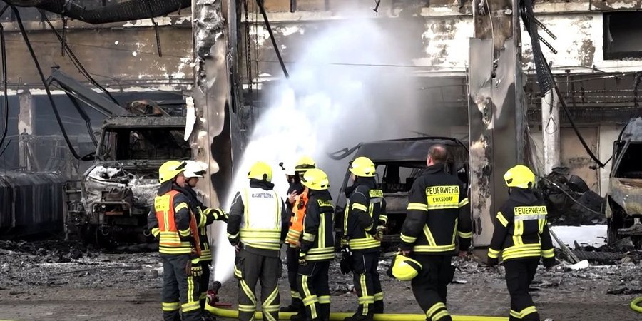 Ущерб от пожара составил более 20 млн евро (Фото:Скриншот видео Blaulicht-Magazin/YouTube)