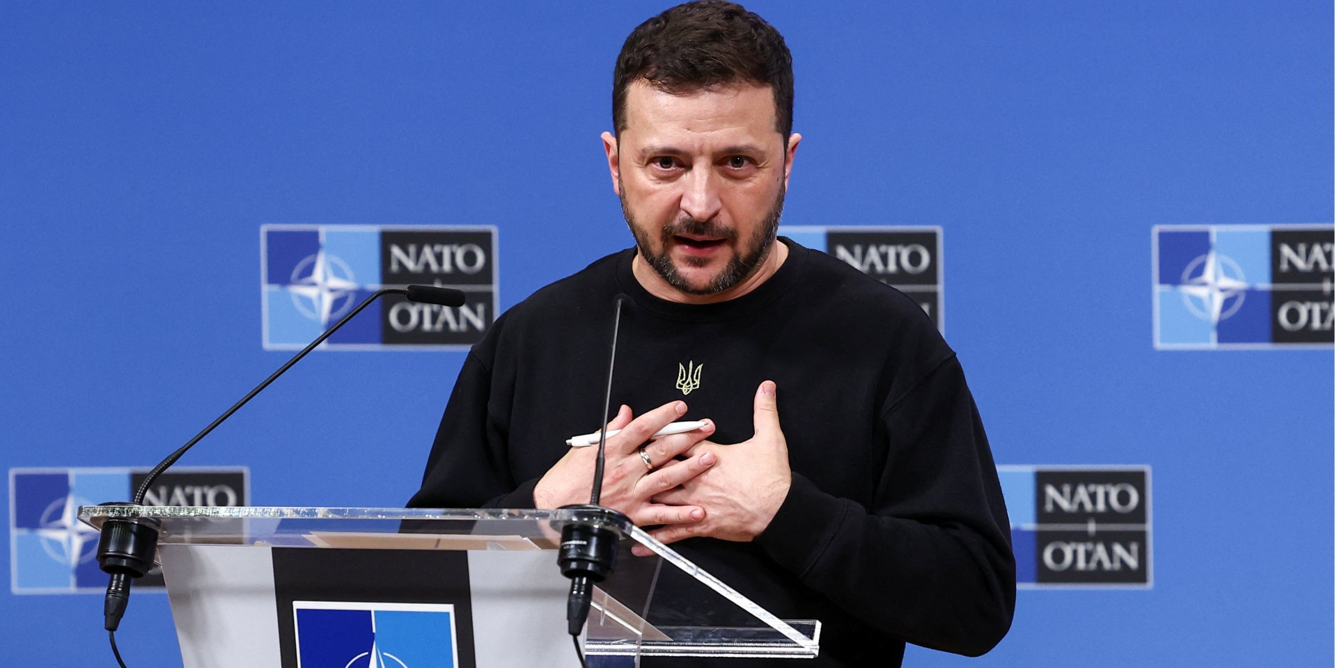 President of Ukraine Volodymyr Zelenskyy at a press conference at NATO Headquarters in Brussels, October 17, 2024 (Photo: REUTERS/Yves Herman)