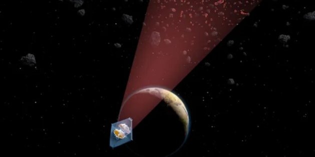 Художественная иллюстрация космического телескопа Джеймса Уэбба, показывающего популяцию небольших астероидов главного пояса (Фото: Элла Мару и Жюльен де Вит)