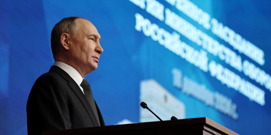 Володимир Путін виступає на засіданні Колегії Міноборони РФ 16 грудня 2024 (Фото: Sputnik/Alexander Kazakov/Pool via REUTERS)