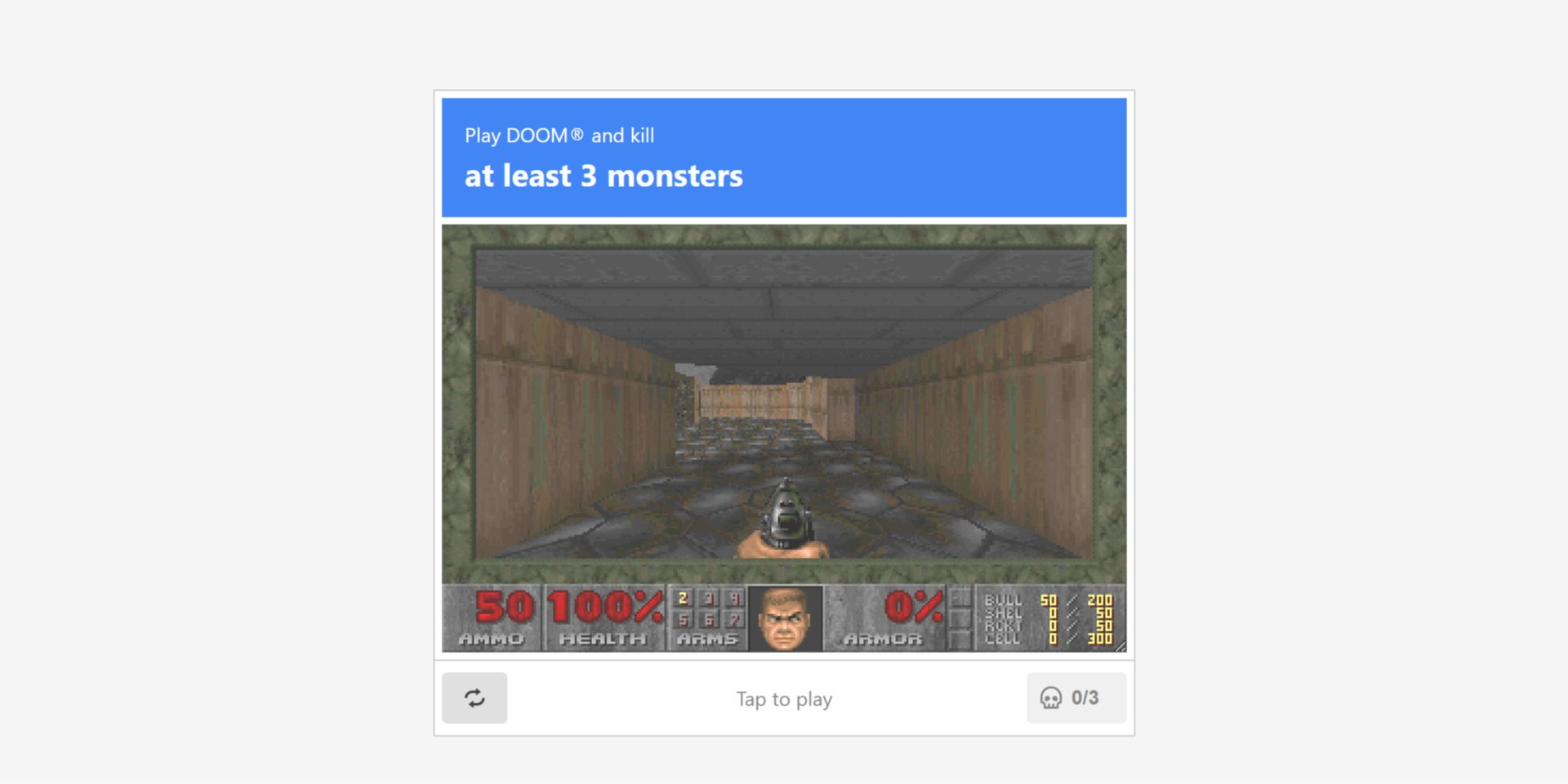 Оригинальную версию CAPTCHA могут опробовать все желающие (Фото: Скриншот с сайта doom-captcha.vercel.app)