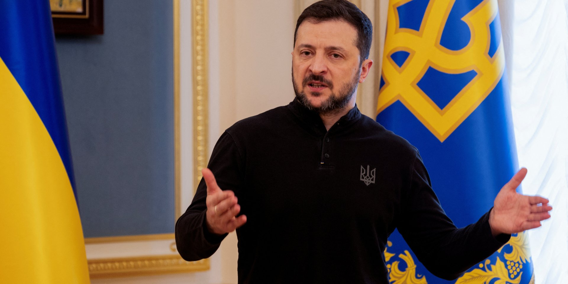 Ukraine’s President Volodymyr Zelenskyy during a conversation with journalists in Kyiv on Feb. 19, 2025 (Photo: TETIANA DZHAFAROVA/Pool via REUTERS)