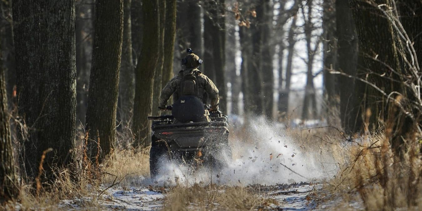 A soldier from the 127th Brigade moves between firing positions on an ATV (Photo: 127th Separate Territorial defense Brigade/Facebook)