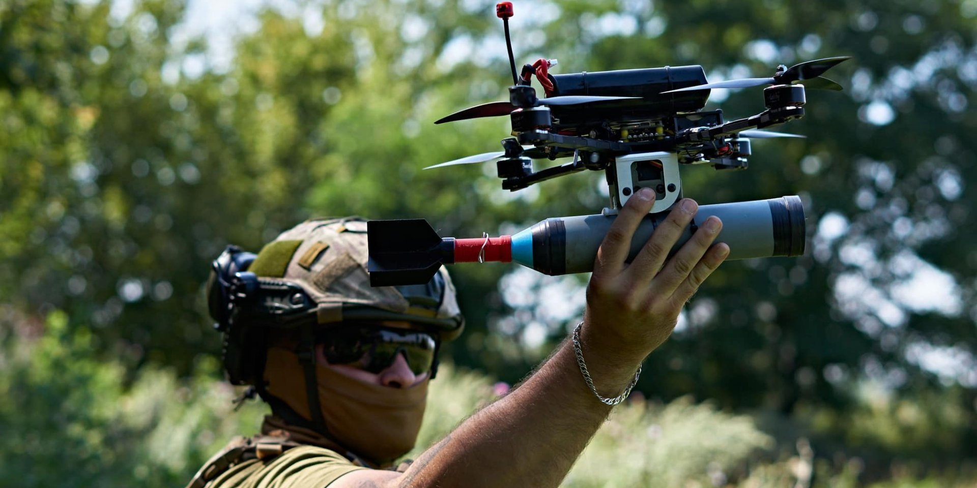 A serviceman launches an FPV drone (Photo: The 110th Separate Mechanized Brigade named after Major General Marko Bezruchko/Facebook)