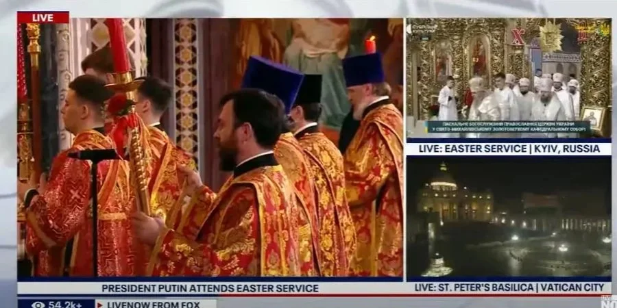 Fox News назвав Київ «російським» під час трансляції богослужінь (Фото: Скріншот Fox News / YouTube)